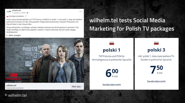 Facebook ad of wilhelm.tel for Polish campaign